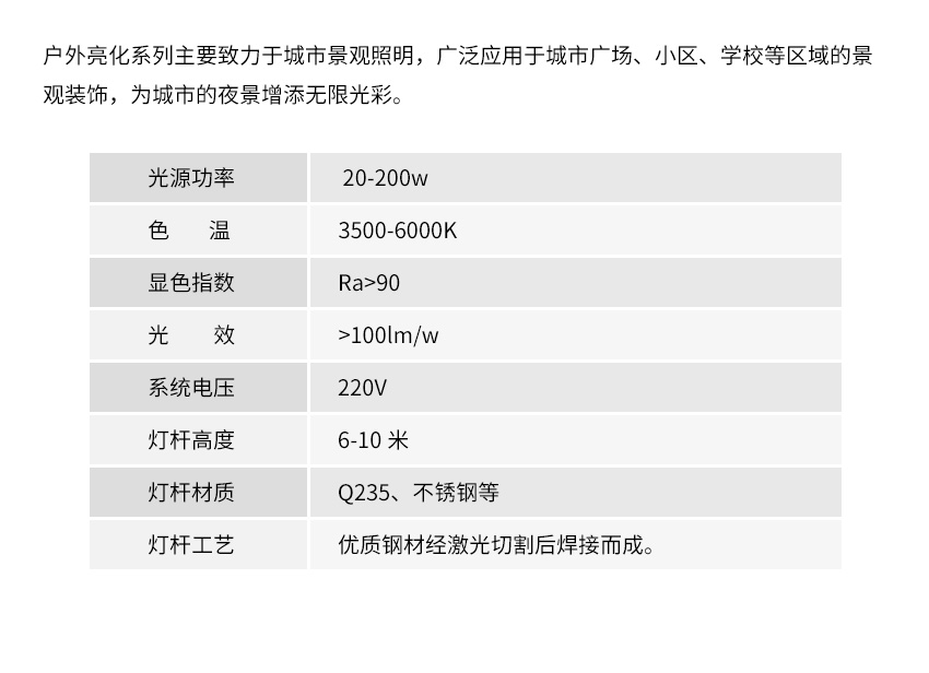 景觀燈參數